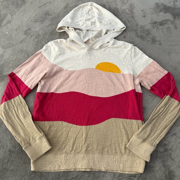 Faherty Sunset Stripe Organic Cotton Hoodie Women's LARGE - Picture 1 of 7